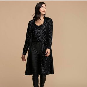 NWT SEQUIN DUSTER CARDIGAN - Limited Edition Black Size Small